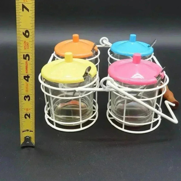 Vintage Condiment Patio Caddy Set Serving Bowls - Picture 5 of 5